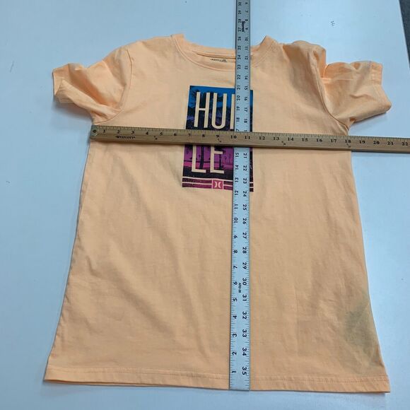 Hurley T Shirt Boys XL Extra Large Neon Orange Photo Beach Short Sleeve Crew Tee - Picture 7 of 13